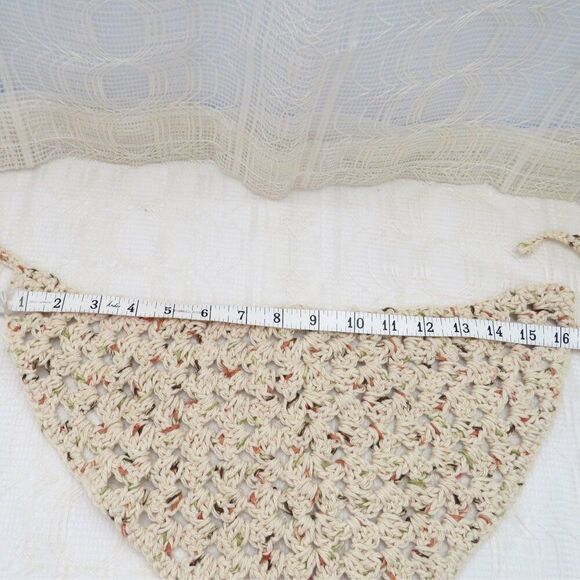 Beige Boho Style Crocheted Bandana, Cottage Core Hair Accessories, Festival Wear - Picture 4 of 8